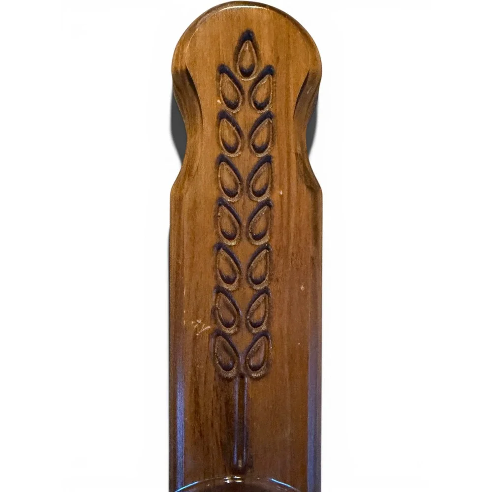Vintage Pair Wooden Wall Sconce Candle Holders Carved Wheat | Early American